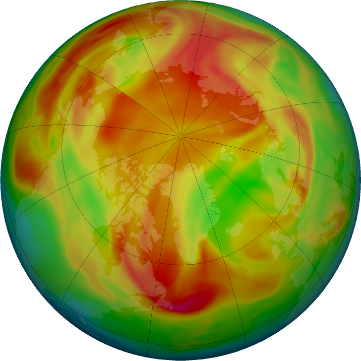 Arctic ozone map for 08 April 2019